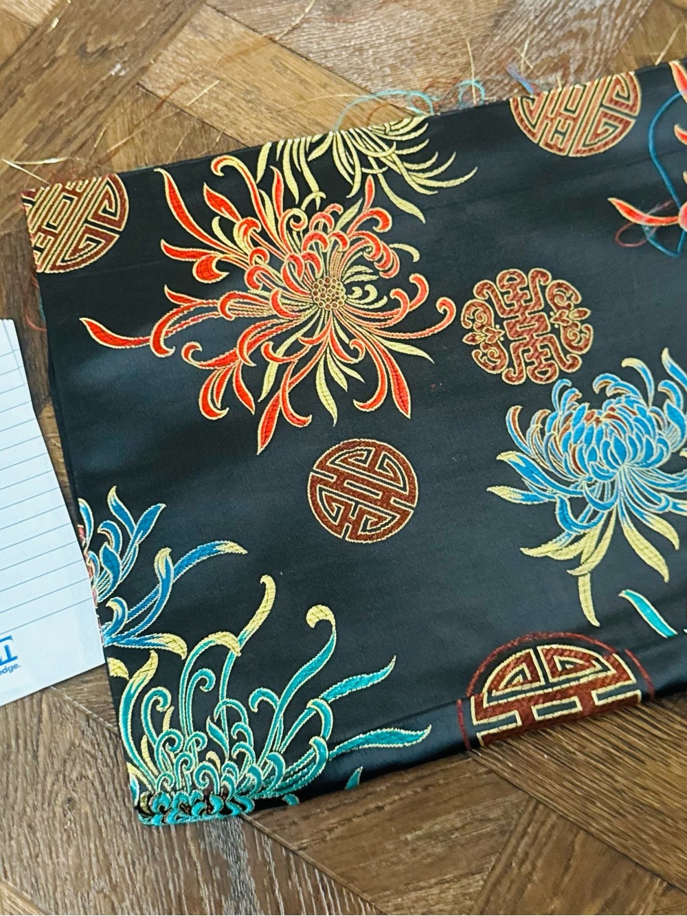 Chinese Silk Brocade Fabric Panel